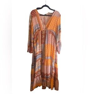 NWT, RAGA Colorful Bohemian Patchwork Maxi Dress, Trendy, Small
